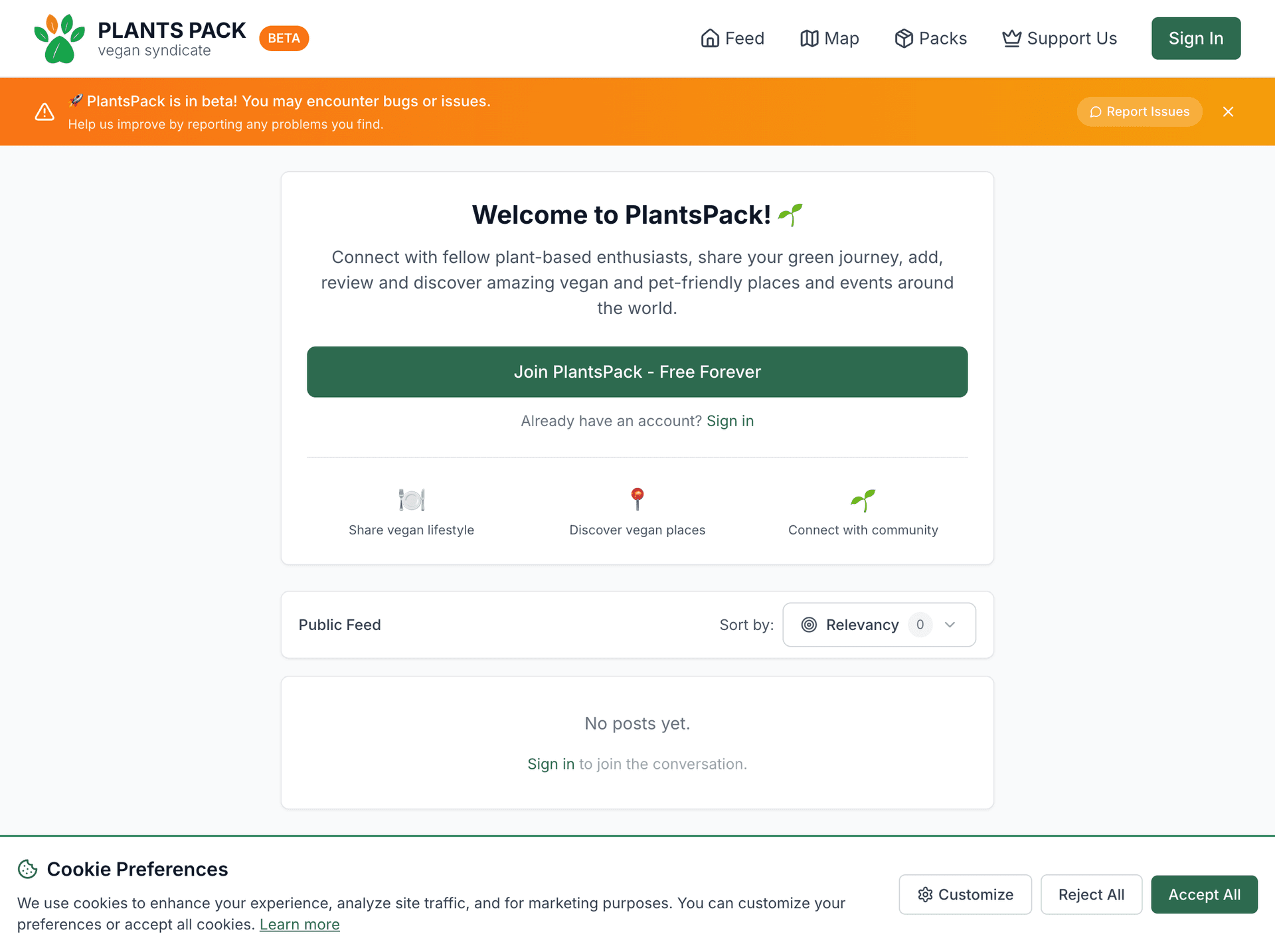 PlantsPack — vegan social network
